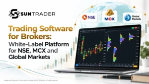 Trading software for brokers with SunTrader white-label trading platform on laptop and mobile